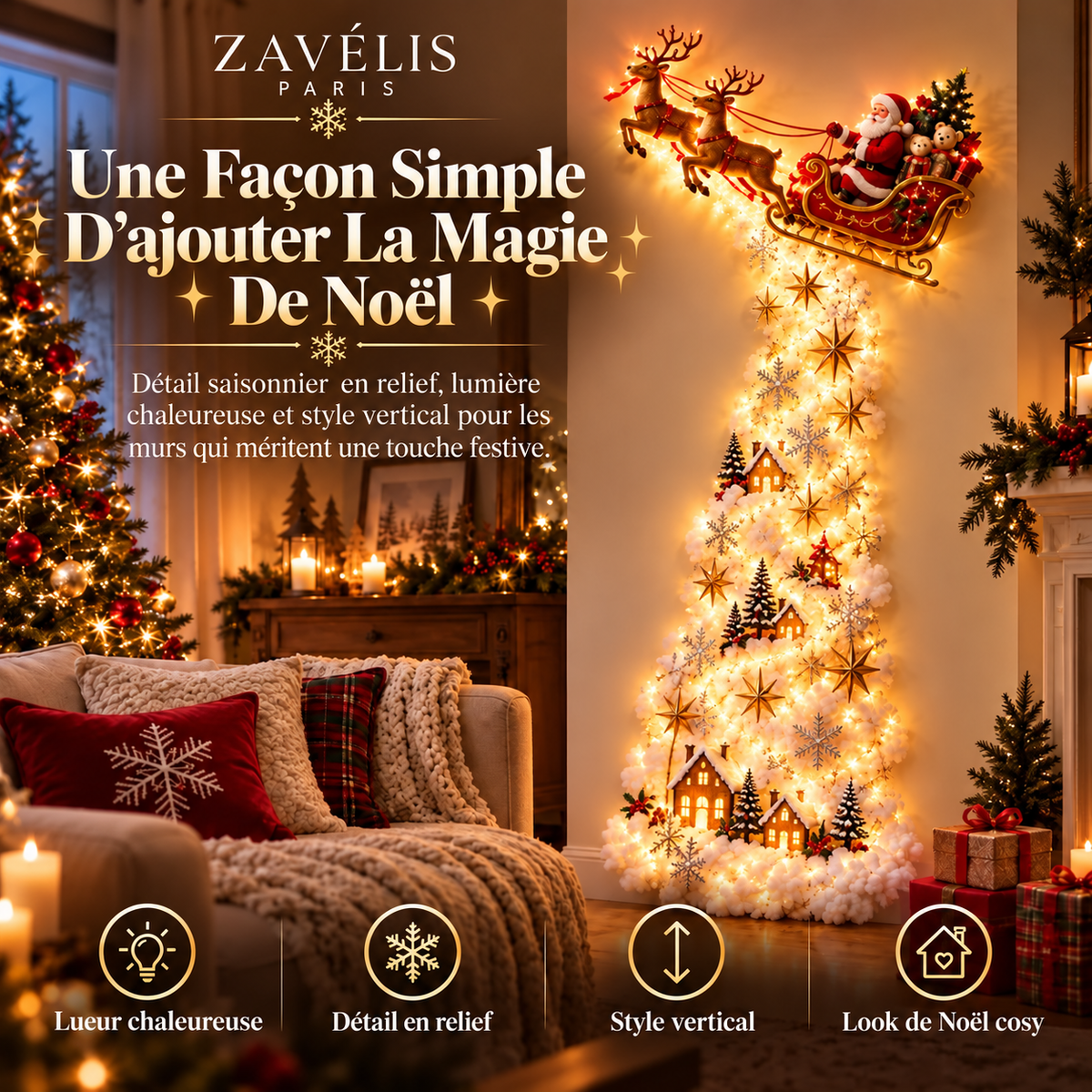 Zavelis™ Magic Trail Décoration Murale Lumineuse de Noël