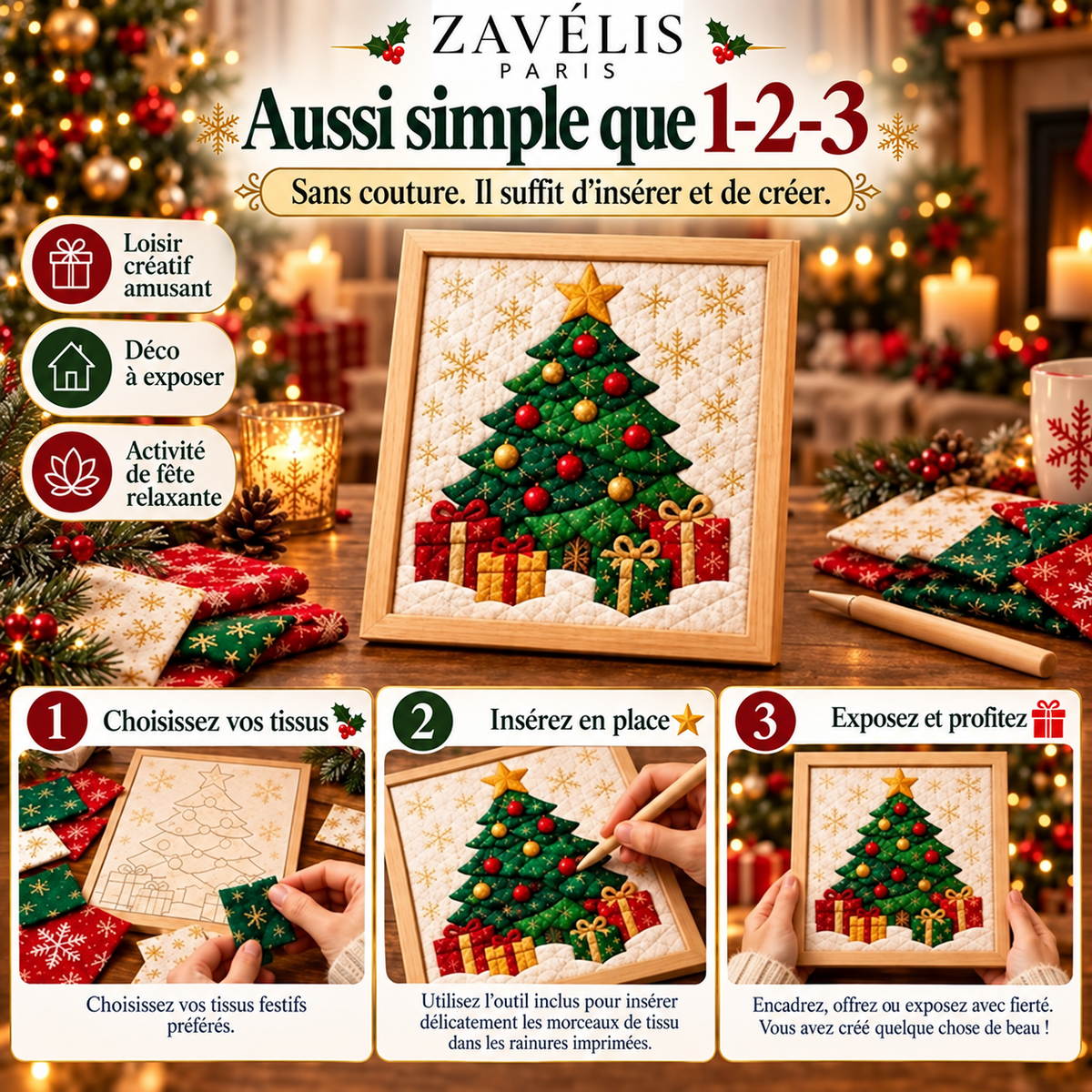 Zavelis™ Kit Créatif Patchwork en Tissu