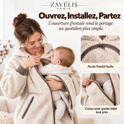 Zavelis™ CozyCarry Sweat à Capuche Sherpa avec Porte-Bébé Intégré