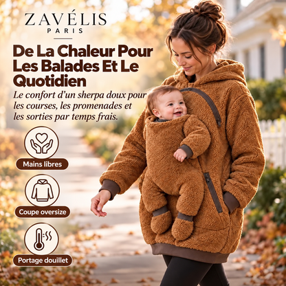 Zavelis™ CozyCarry Sweat à Capuche Sherpa avec Porte-Bébé Intégré