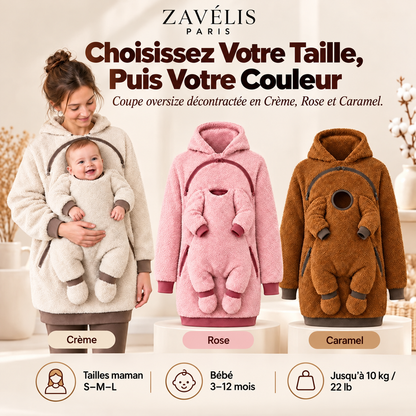 Zavelis™ CozyCarry Sweat à Capuche Sherpa avec Porte-Bébé Intégré