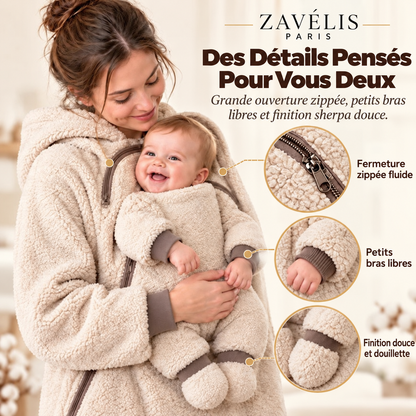Zavelis™ CozyCarry Sweat à Capuche Sherpa avec Porte-Bébé Intégré