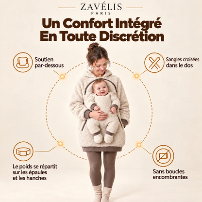 Zavelis™ CozyCarry Sweat à Capuche Sherpa avec Porte-Bébé Intégré