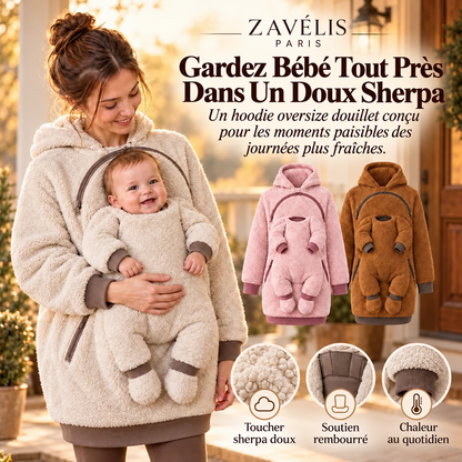 Zavelis™ CozyCarry Sweat à Capuche Sherpa avec Porte-Bébé Intégré