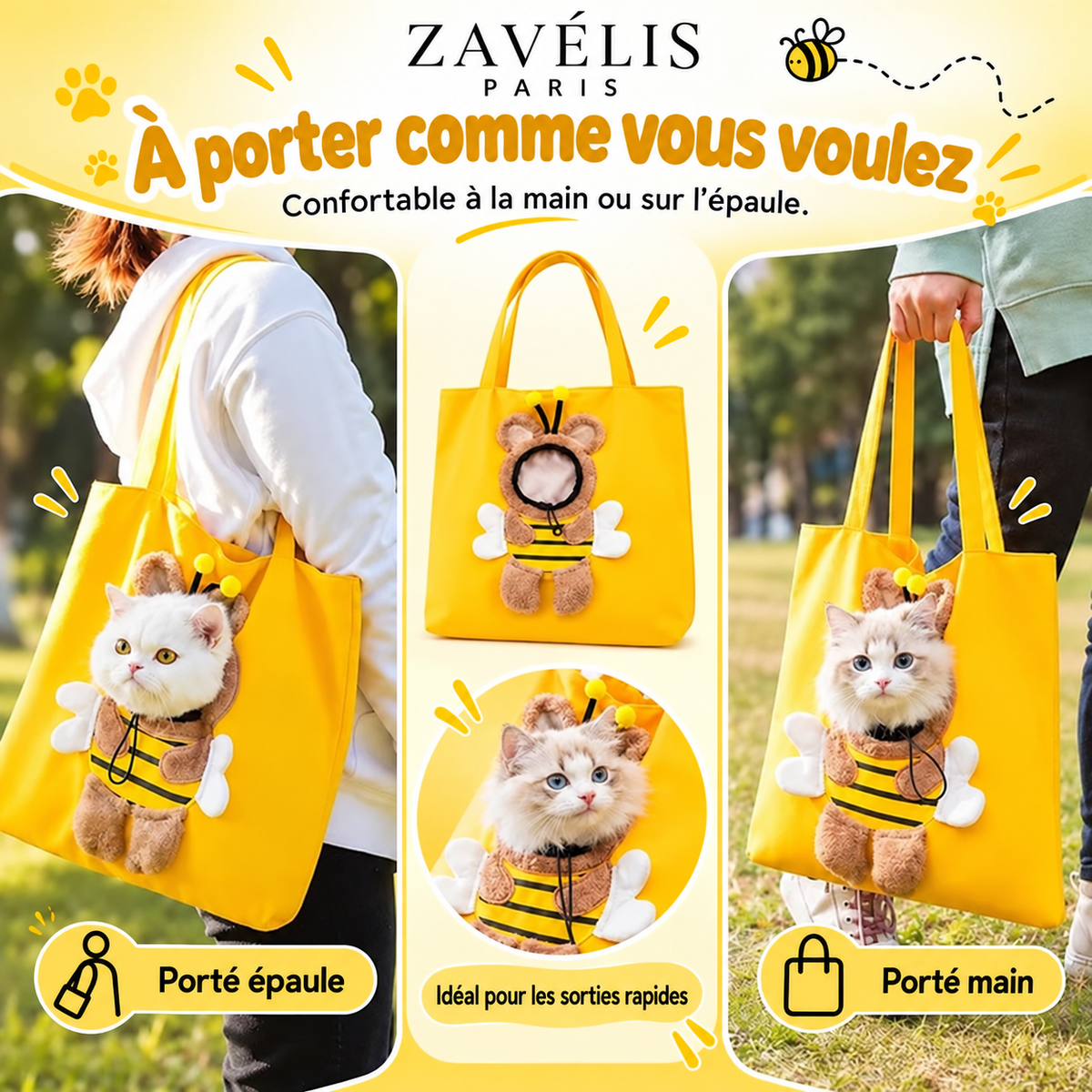 Zavelis™ BeeCarry Sac de Transport en Toile pour Animaux
