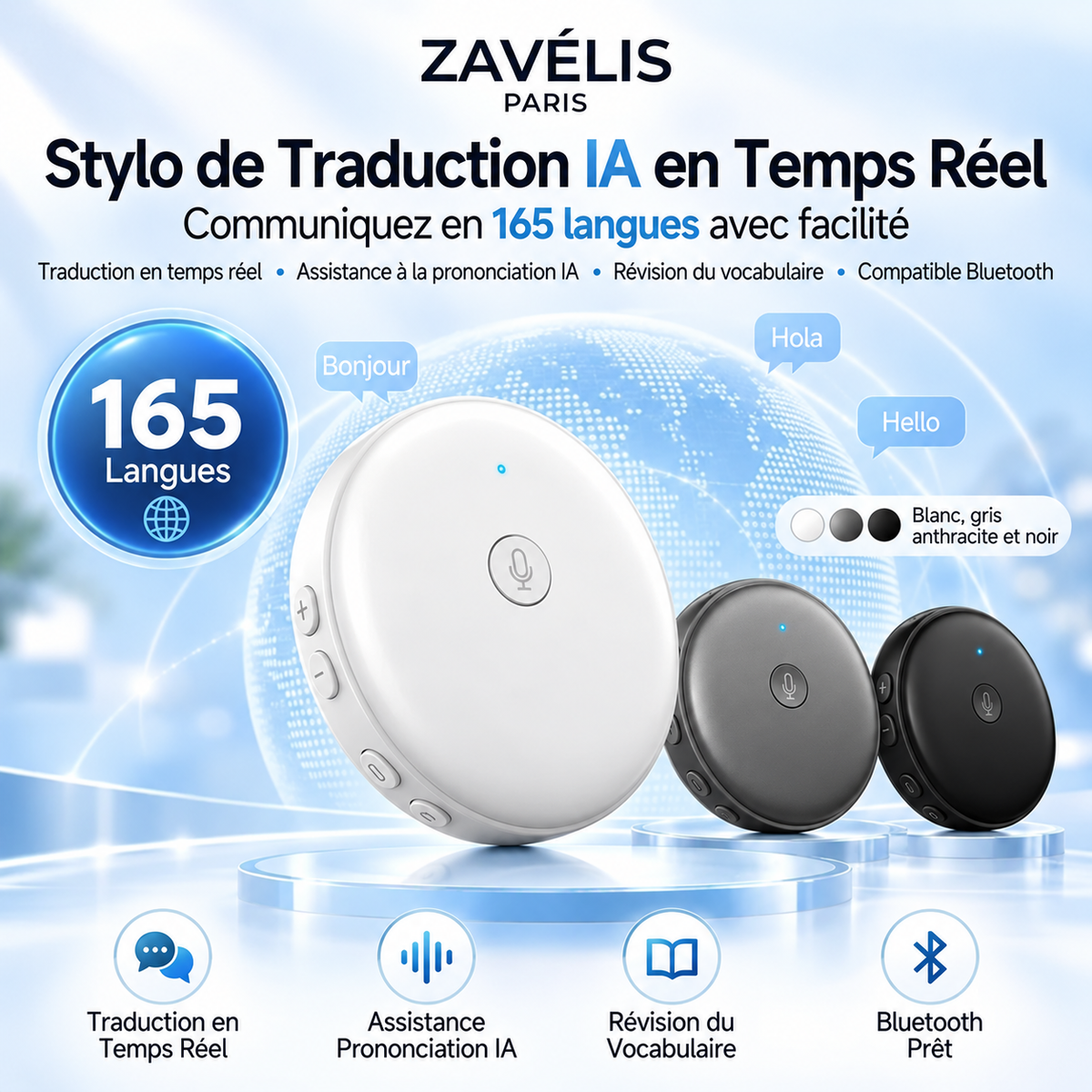 Zavelis™ Stylo de Traduction IA en Temps Réel
