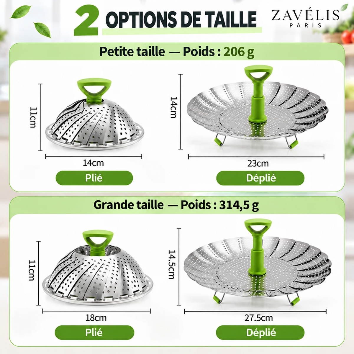 Zavelis™ Panier Vapeur Pliable FoldFresh