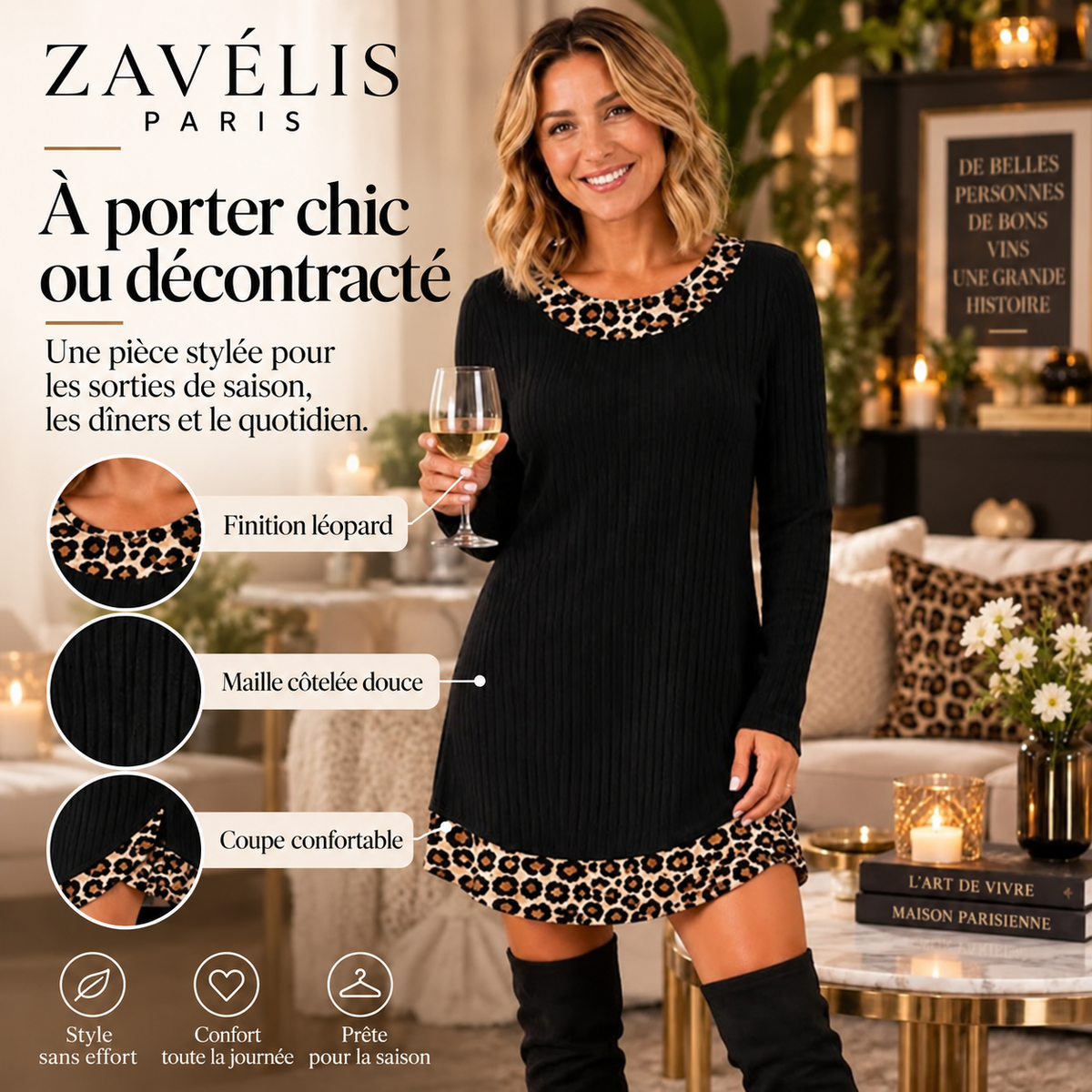 Zavelis™ Robe Pull en Maille à Carreaux CozyKnit