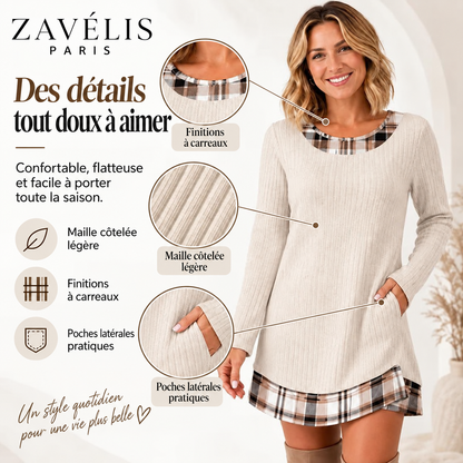 Zavelis™ Robe Pull en Maille à Carreaux CozyKnit