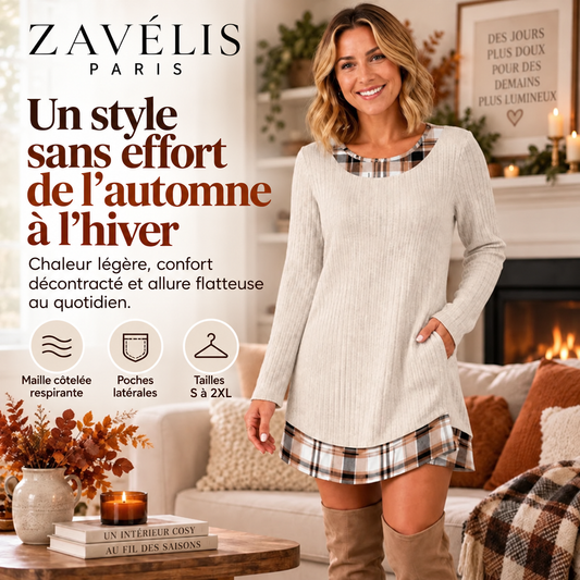 Zavelis™ Robe Pull en Maille à Carreaux CozyKnit