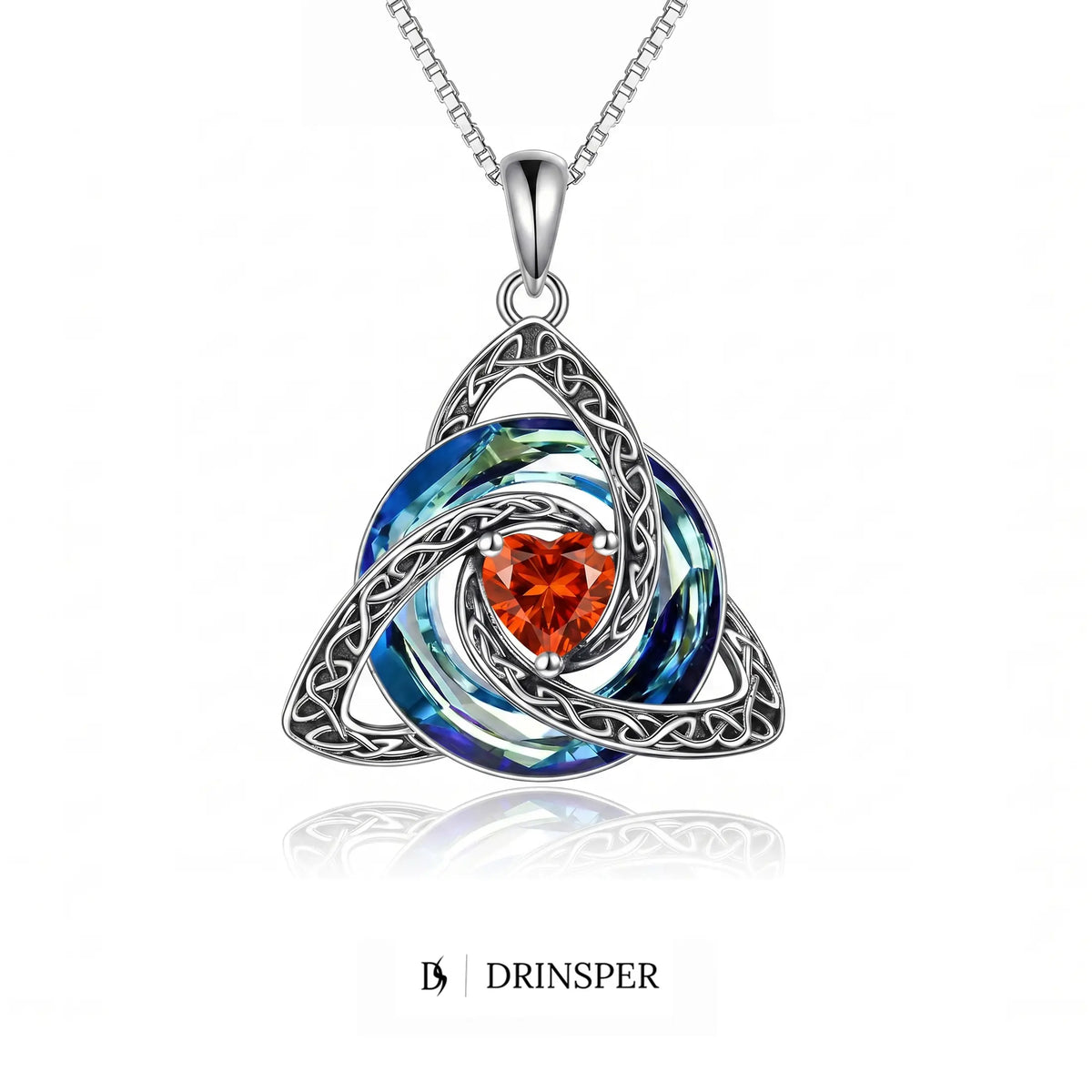 Zavelis™ Collier Nœud Celtique de la Trinité avec Pierre de Naissance